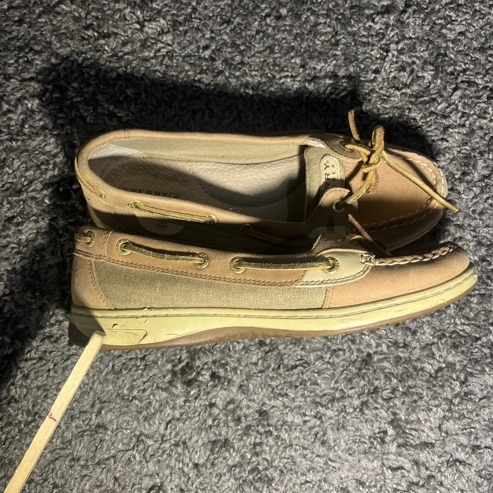 SPERRY TOP-SIDER 7.5 ‎ Boat Deck Tan/Gold Glitter Womens